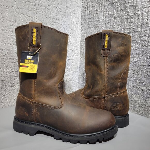 Catepillar CAT Revolver Men's Size 9M Brown Leather Soft Toe Work Boots P72191 - Picture 1 of 10